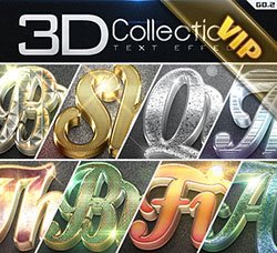 极品3D金属质感的PS图层样式：3D Collection Text Effects GO.2
